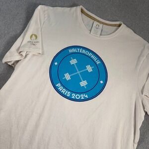 Paris 2024 Olympics Weightlifting T-Shirt Mens XXL Off-White Halterophilie Logo